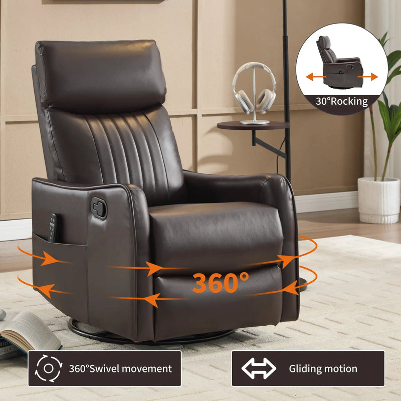 Brown Faux Leather Heat Massage Manual Recliner Chair by HouseOfZazla