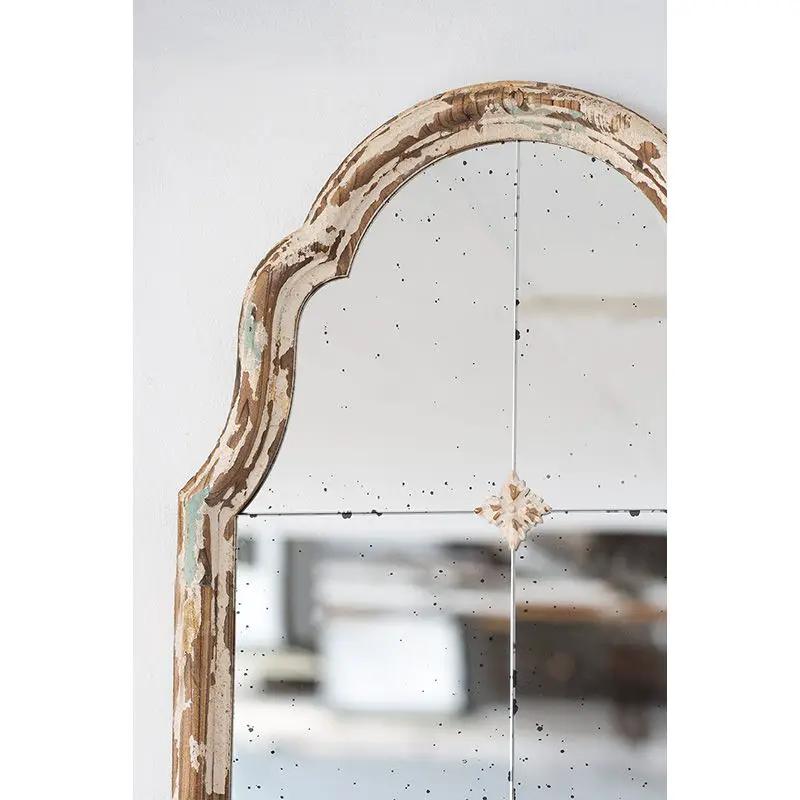 Large & Framed Wall Mirror, Arched Mirror With Decorative Window Look For Living Room - Cream by HouseOfZazla