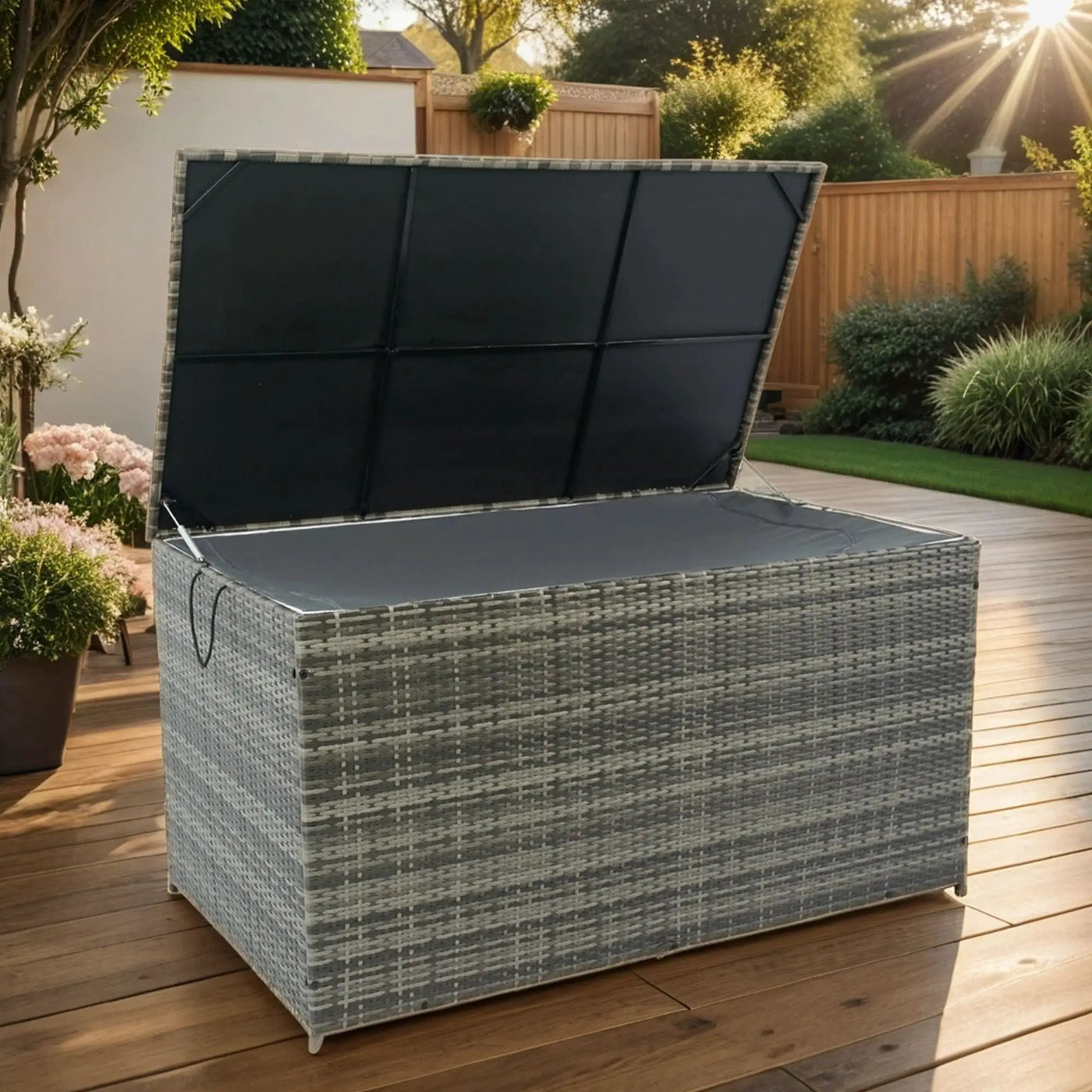 Outdoor Storage Box, Wicker Patio Deck Boxes With Lid, Outdoor Cushion Storage For Kids Toys, Pillows, Towel, Wicker by Unique Piece Furniture