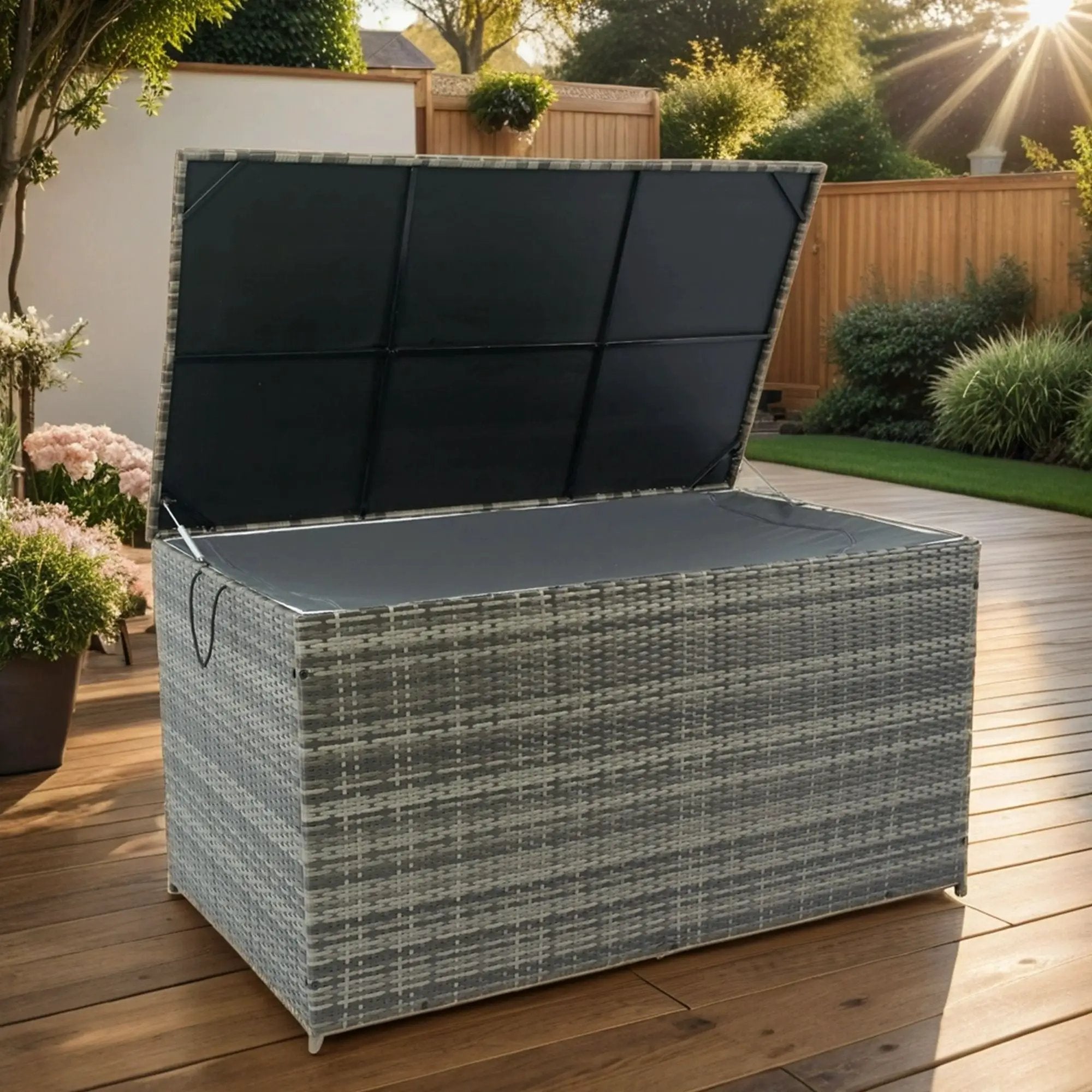 Outdoor Storage Box, Wicker Patio Deck Boxes With Lid, Outdoor Cushion Storage For Kids Toys, Pillows, Towel, Wicker by Unique Piece Furniture