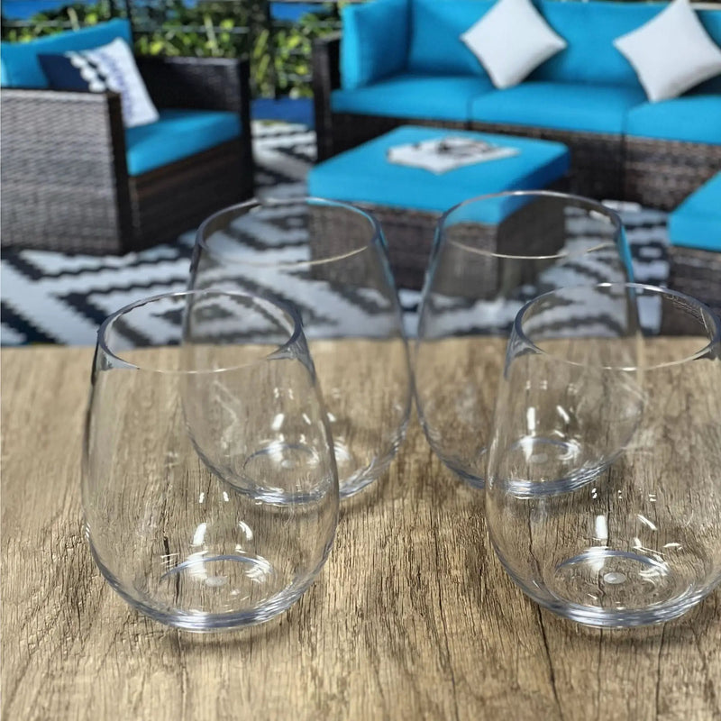 Halo - Oval Tritan Glasses Dof 18Oz, Bpa Free Plastic Water Tumblers (Set of 4) - Clear by HouseOfZazla