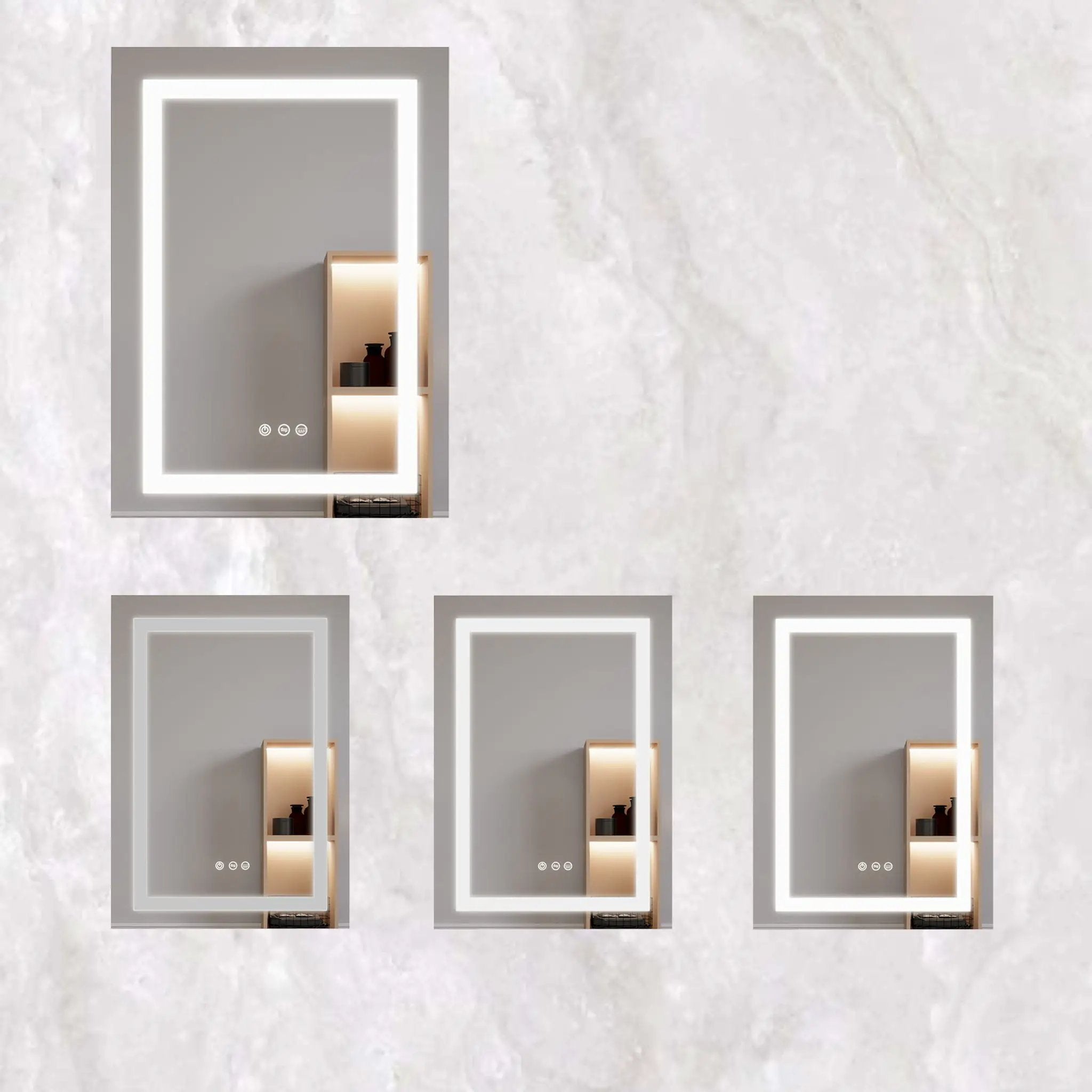 Bathroom Medicine Cabinet With LED Mirror, Anti-Fog, Waterproof, 3000K~6000K Single Door Lighted Bathroom Cabinet With Touch Swich by Unique Piece Furniture