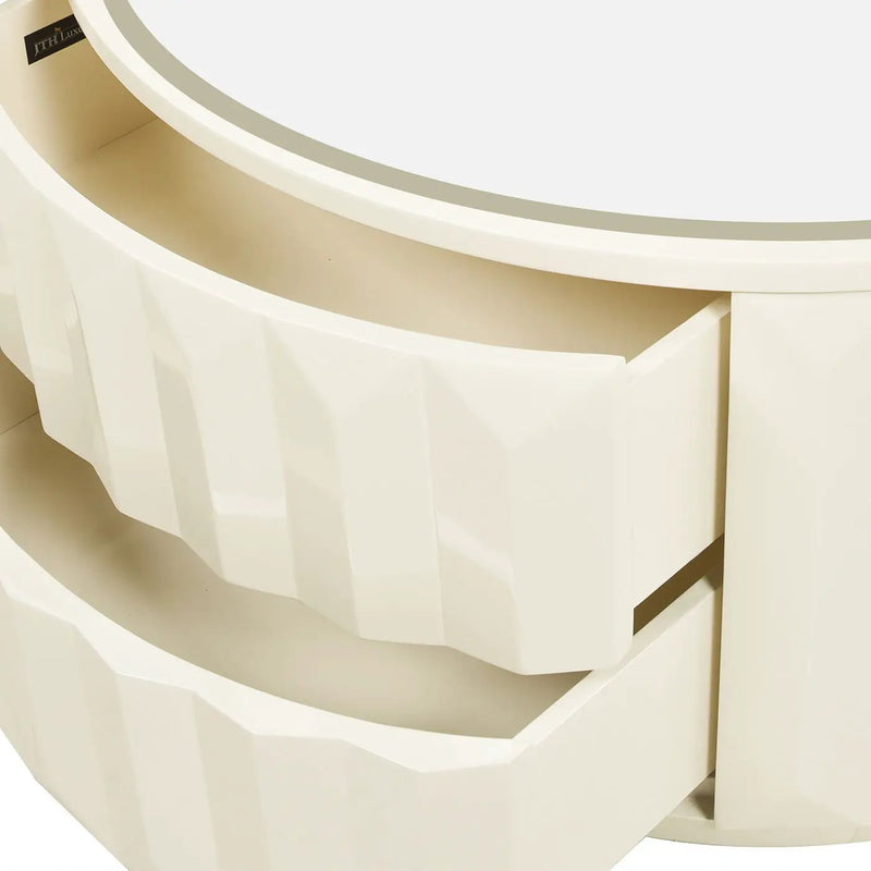 Facino - Round Storage Coffee Table - White Birch by HouseOfZazla
