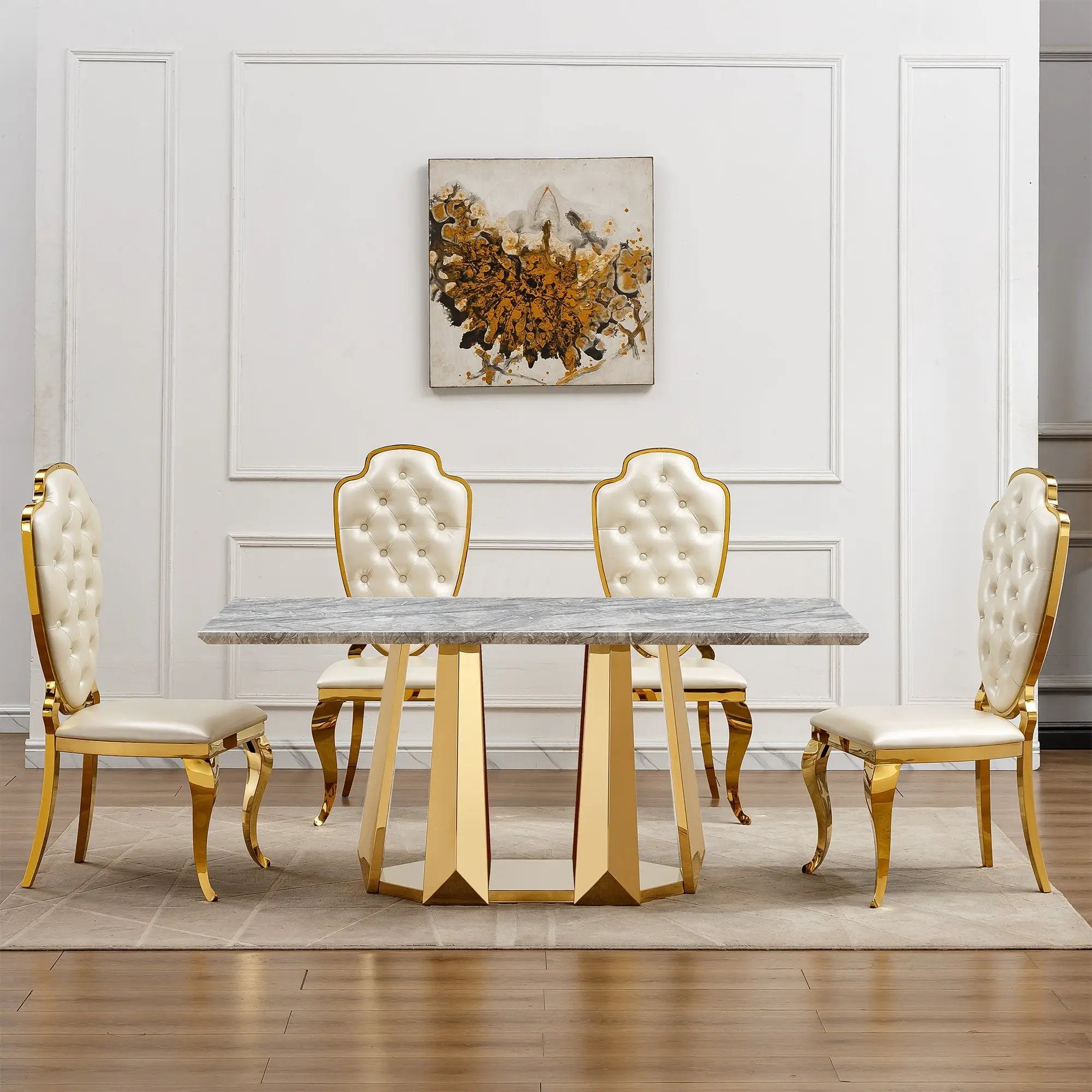 Marble Dining Table for 6 People by HouseOfZazla