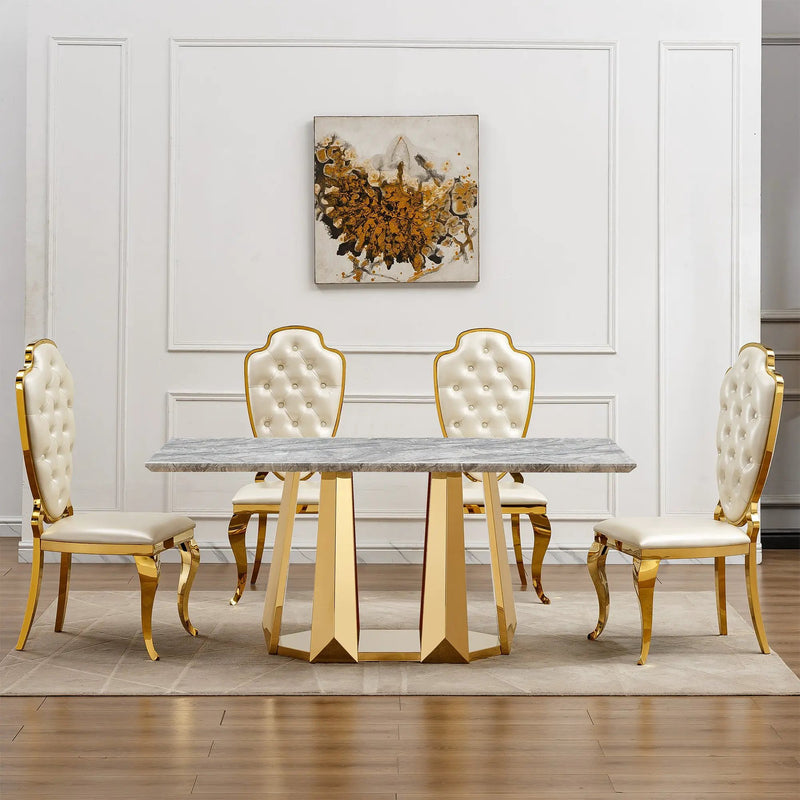 Marble Dining Table for 6 People by HouseOfZazla