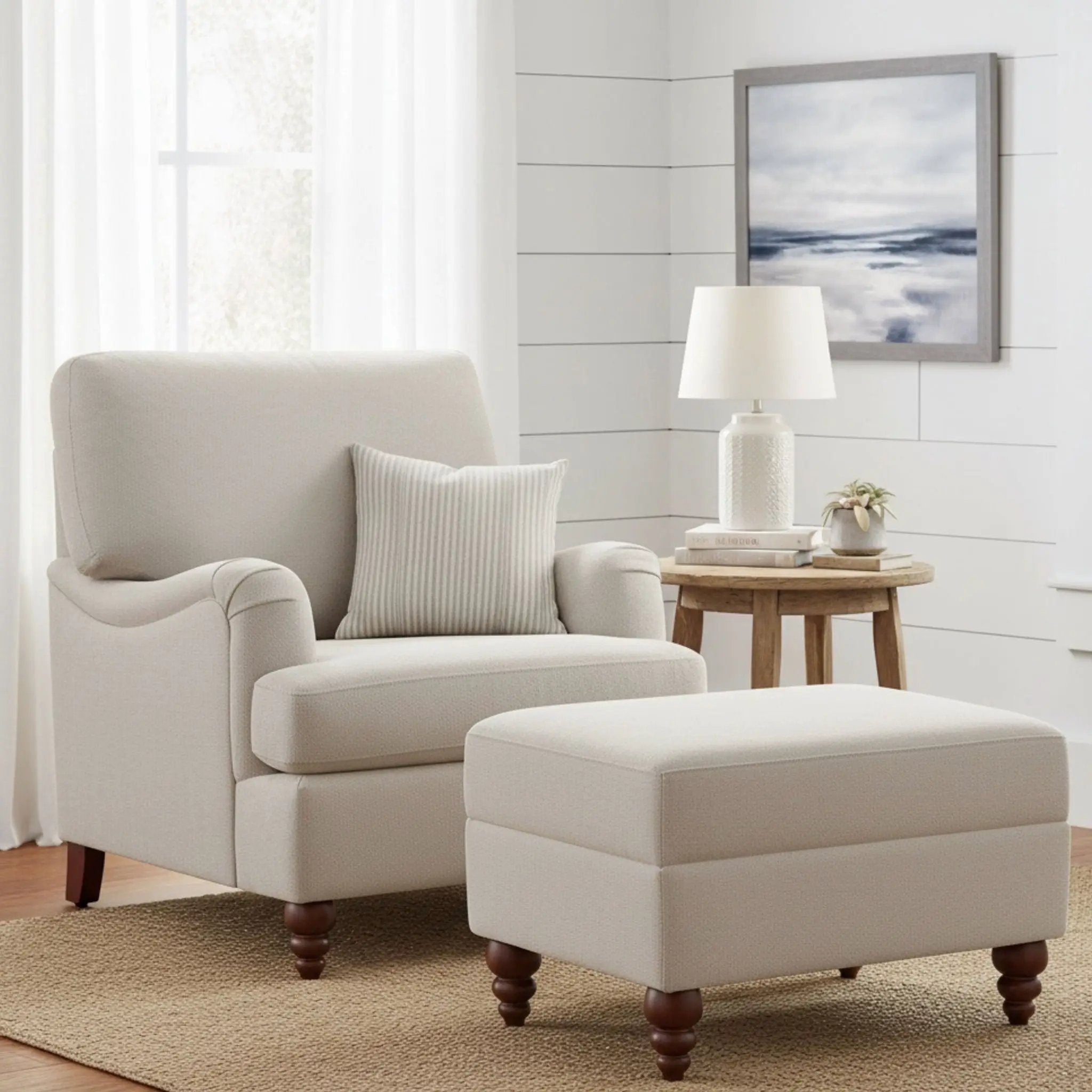 Candor - Chair And Ottoman Set - Beige by HouseOfZazla