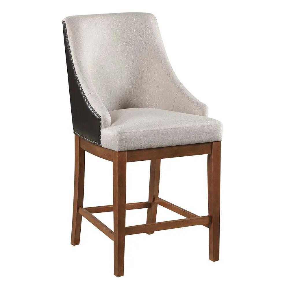 Gilsea - Counter Height Chair (Set of 2) - Fabric, Brown Synthetic Leather & Brown by Unique Piece Furniture