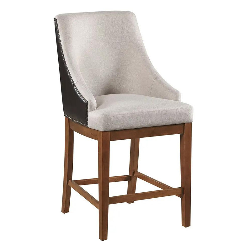 Gilsea - Counter Height Chair (Set of 2) - Fabric, Brown Synthetic Leather & Brown by Unique Piece Furniture