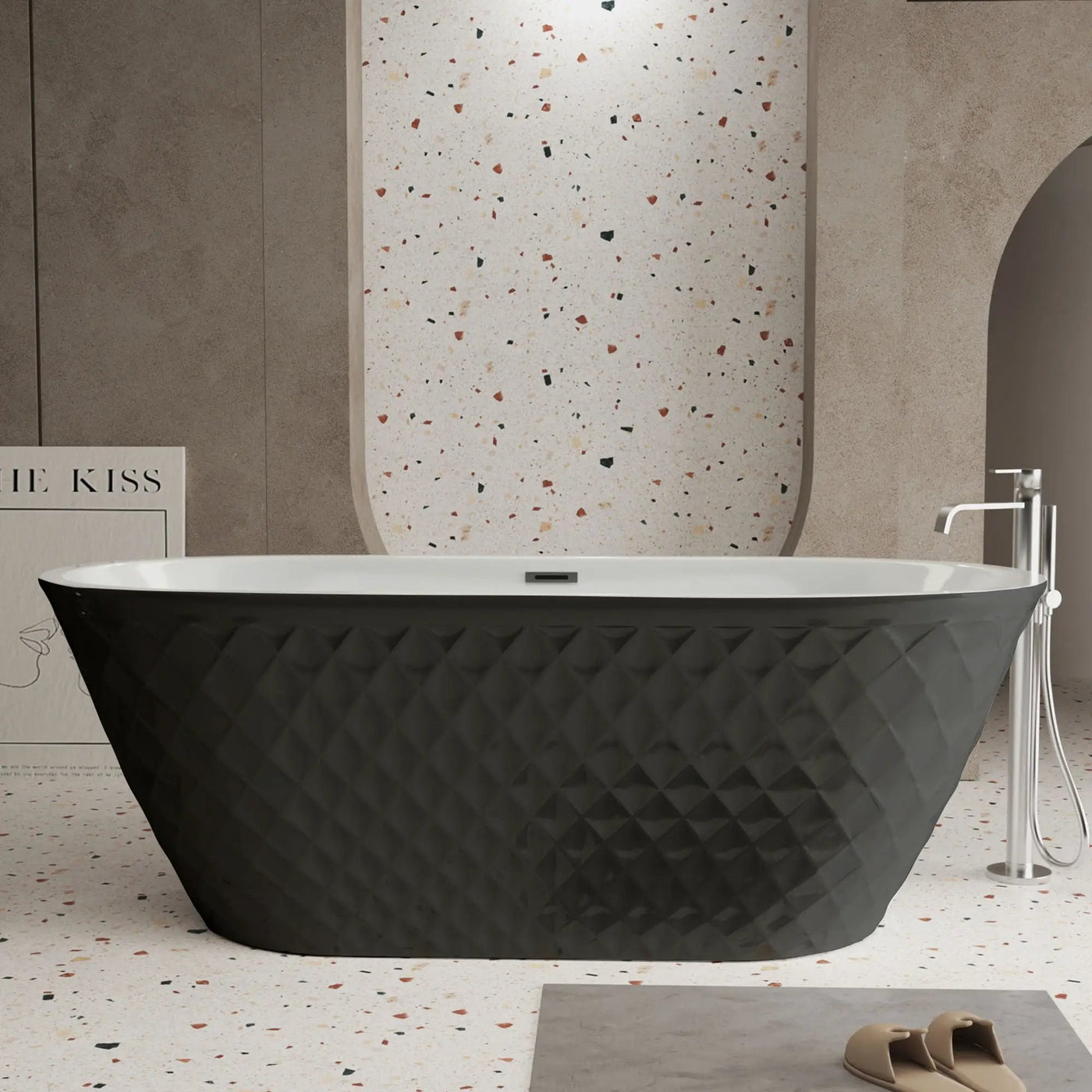 Freestanding Bathtub With Diamond Pattern Design by HouseOfZazla