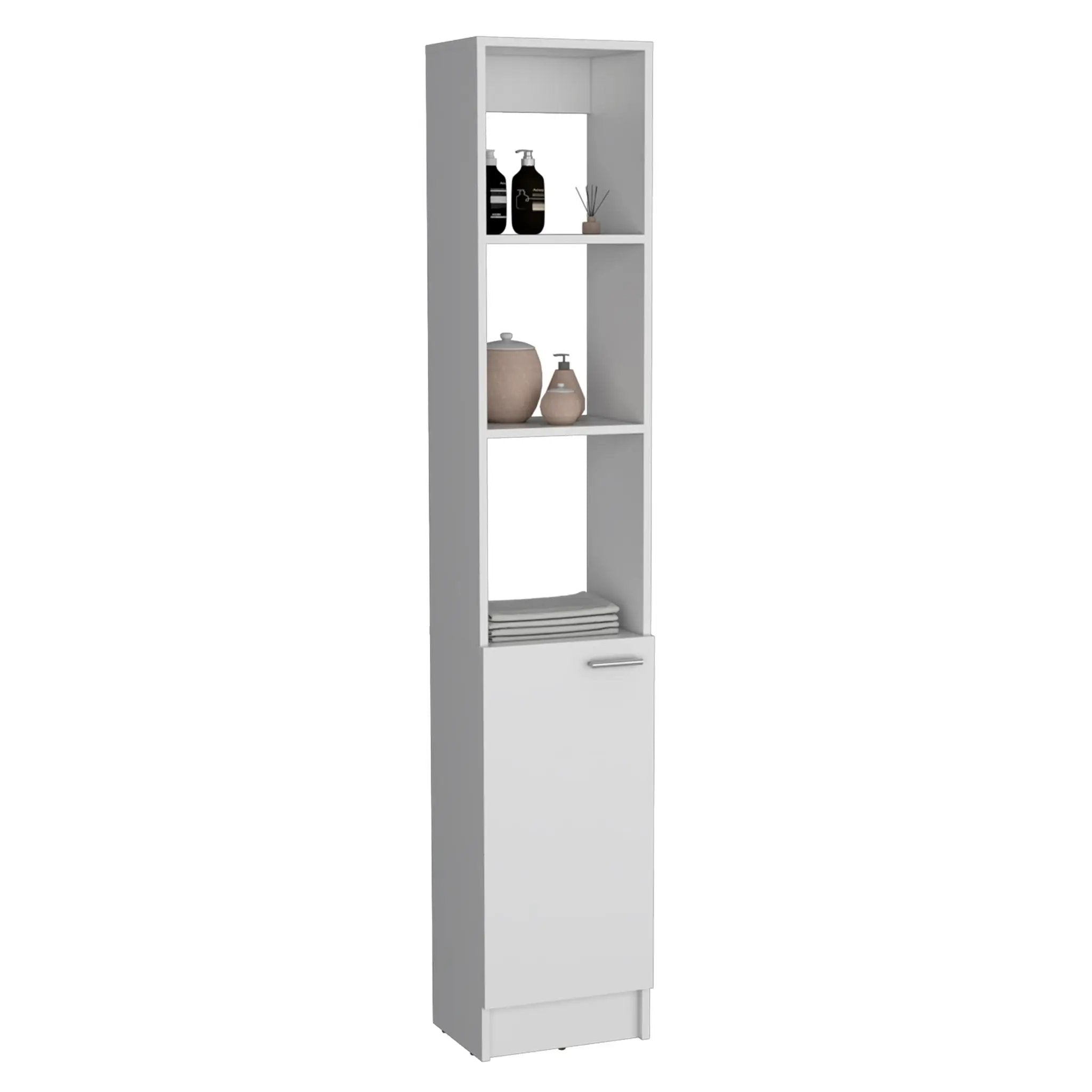 Linen Cabinet, 1 Door, 6 Shelves - White by HouseOfZazla