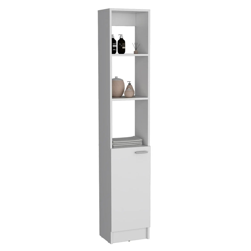 Linen Cabinet, 1 Door, 6 Shelves - White by HouseOfZazla