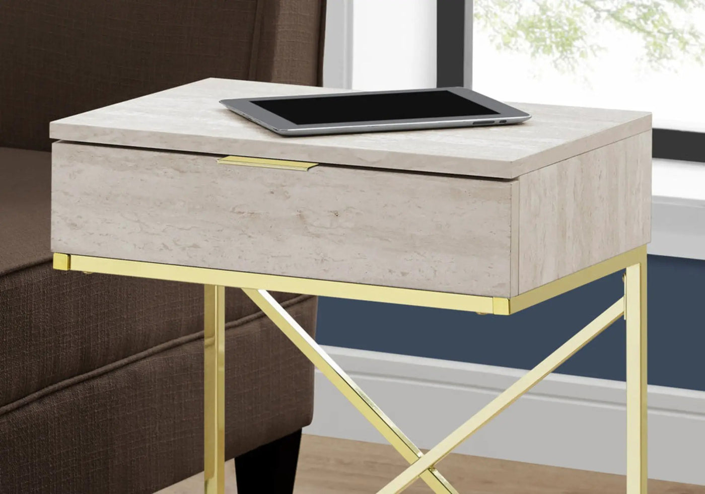Accent Side Table, Storage Drawer, Spacious Tabletop, Contemporary & Modern by Unique Piece Furniture