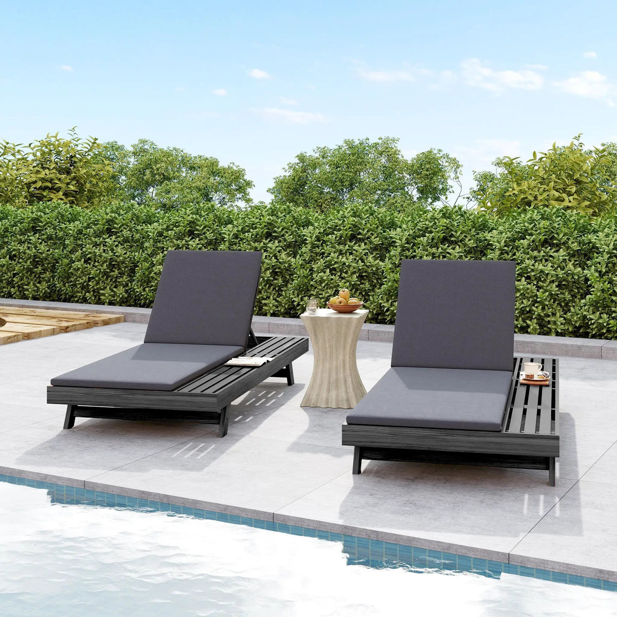 Lounge Chaise Set in Acacia Wood by HouseOfZazla
