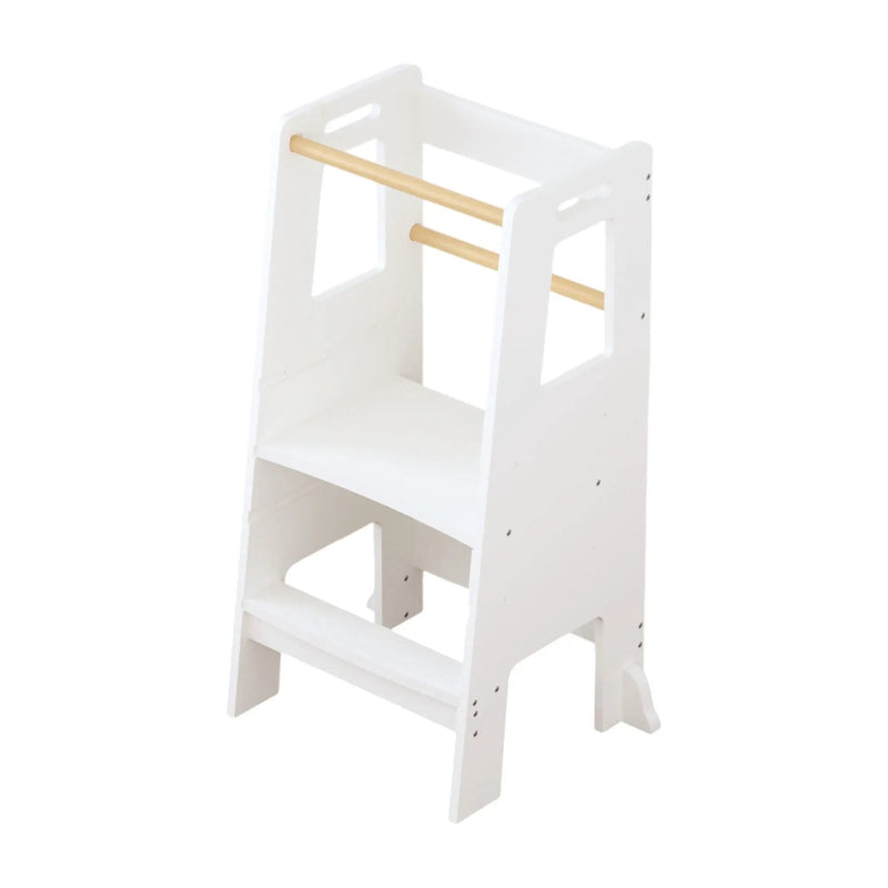 Standing Tower, Child Kitchen Step Stool Toddler, Montessori Stool Adjustable Height - White by Unique Piece Furniture