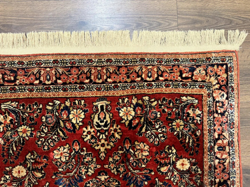 Antique Persian Sarouk Rug 3x5, Red, Floral, 200 KPSI by Jewel Rugs