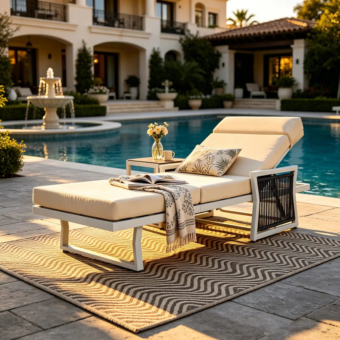 White Iron Outdoor Chaise Lounge by HouseOfZazla