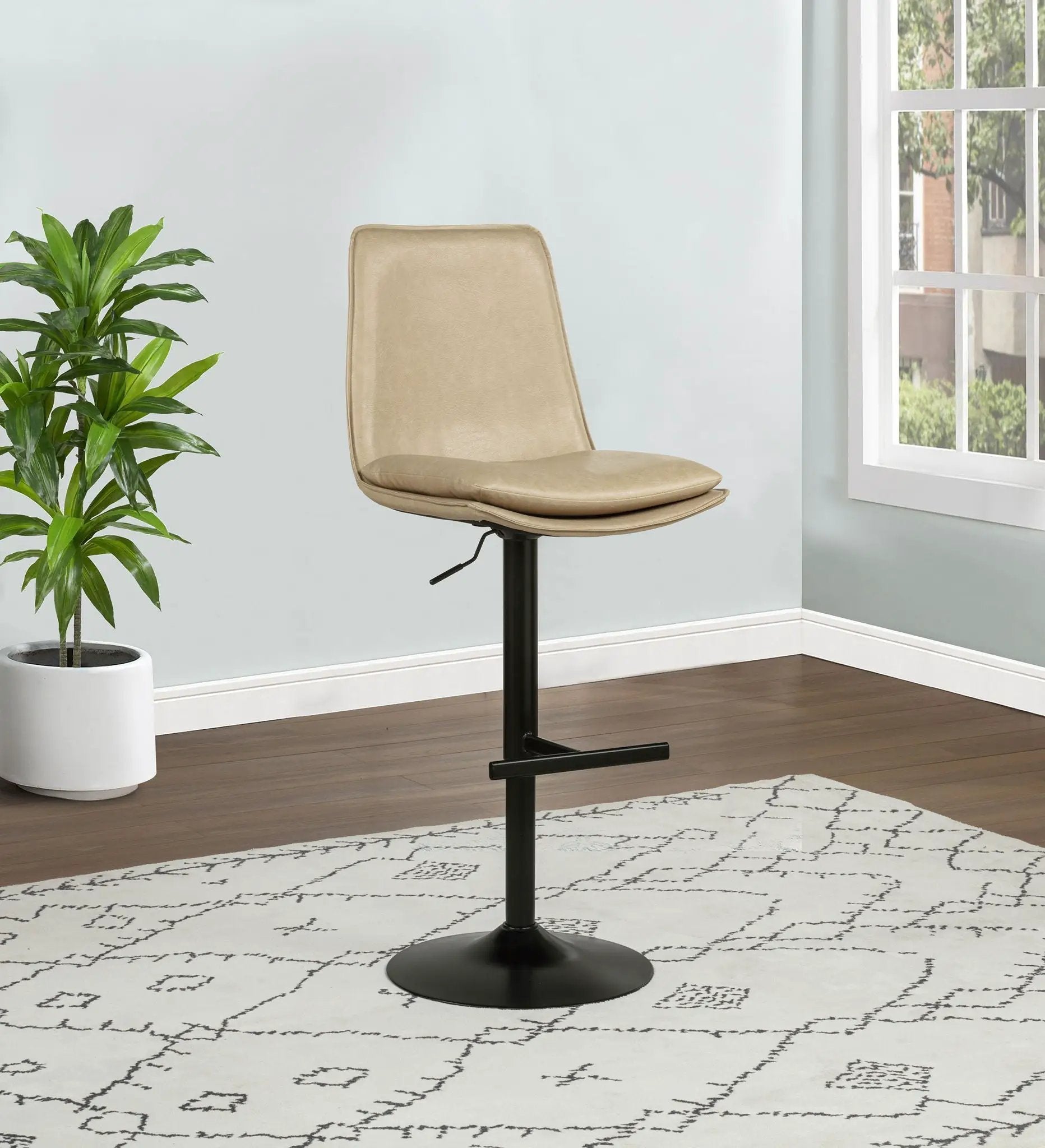 Eldridge Faux Leather Upholstered Adjustable Bar Stool Coffee Tan by Unique Piece Furniture
