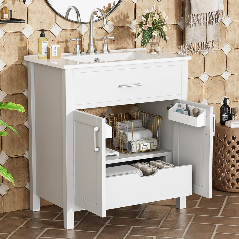30-Inch Bathroom Vanity with Ceramic Sink and Ample Storage by HouseOfZazla