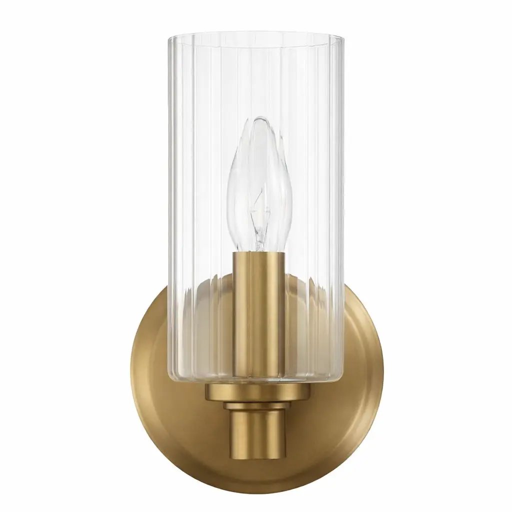 Jardin - Single Light Wall Sconce With Clear Ribbed Satin - Clear / Gold by Unique Piece Furniture