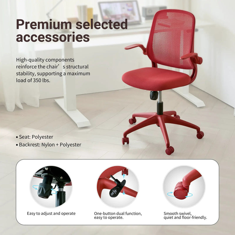 Ergonomic Color Office Chair - 350LBS Capacity, Red by HouseOfZazla