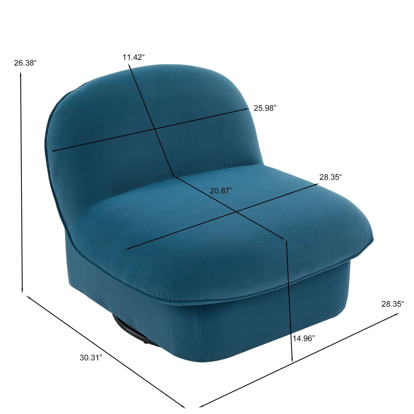 Pumpkin Shaped Swivel Accent Chair, 360 Degree Rotation For Living Room by Unique Piece Furniture