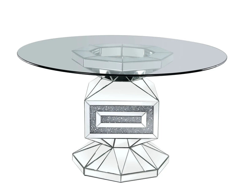 Noralie - 30" Dining Table - Clear Glass, Mirrored & Faux Diamonds by Unique Piece Furniture