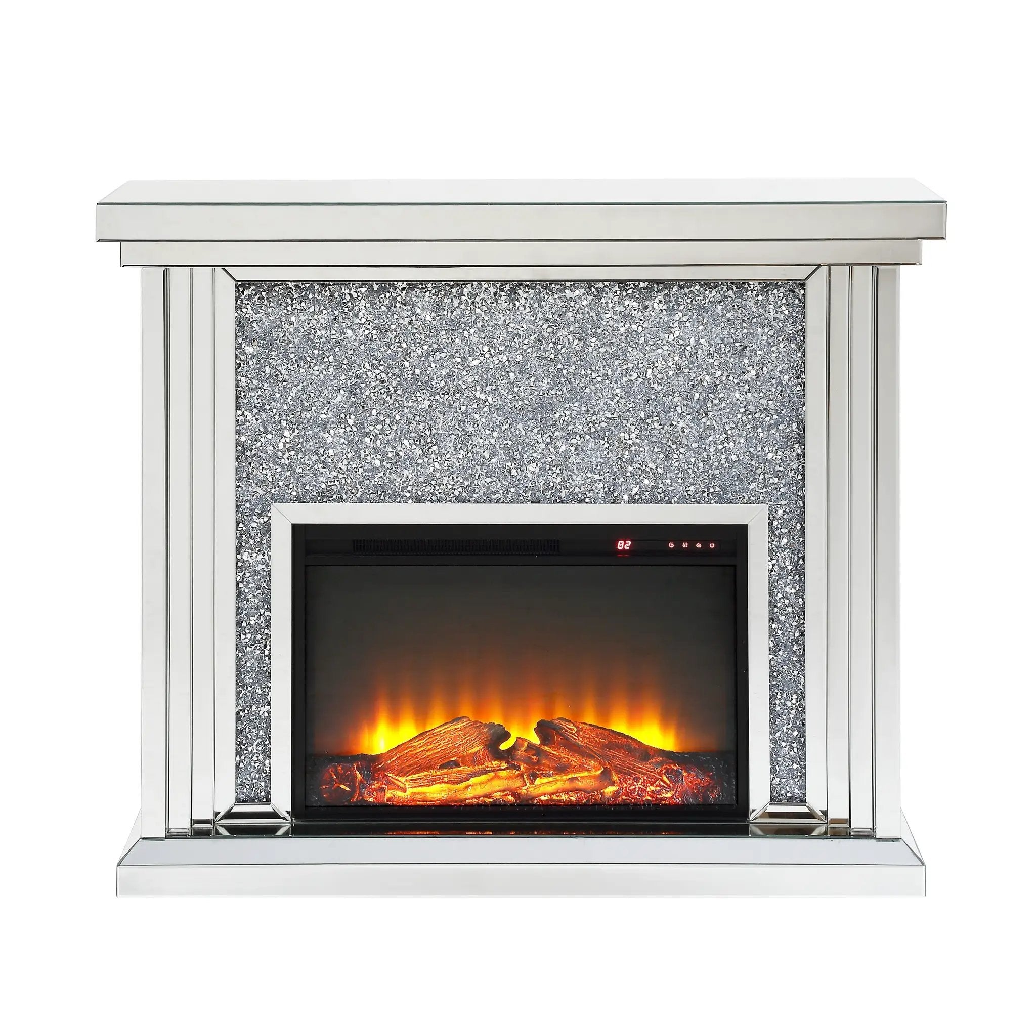 Noralie Mirrored & Faux Diamonds Fireplace by HouseOfZazla