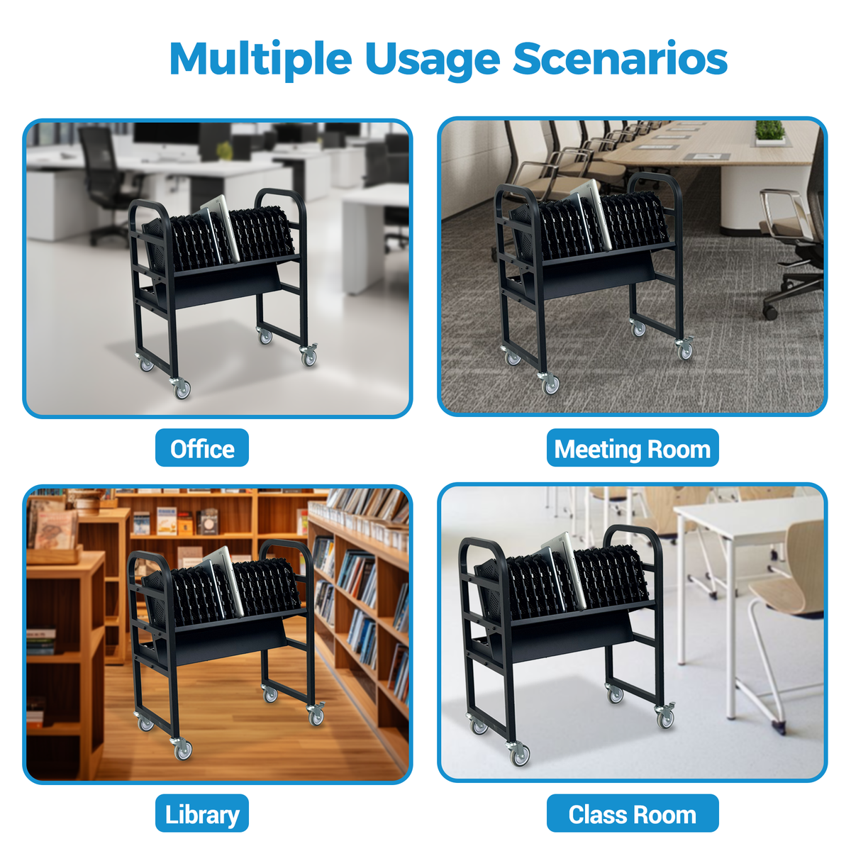 16-Device Mobile Open School Charging Cart Station by HouseOfZazla