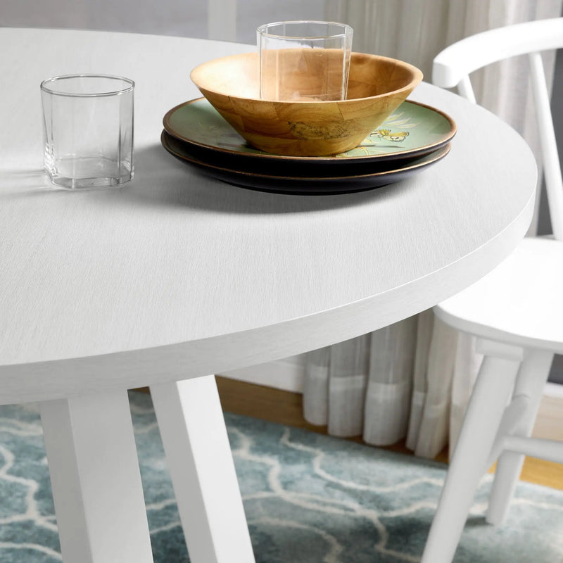 Edo - 5 Piece Dining Set, Trestle Dining Table With 4 Windsor Chairs - White by Unique Piece Furniture