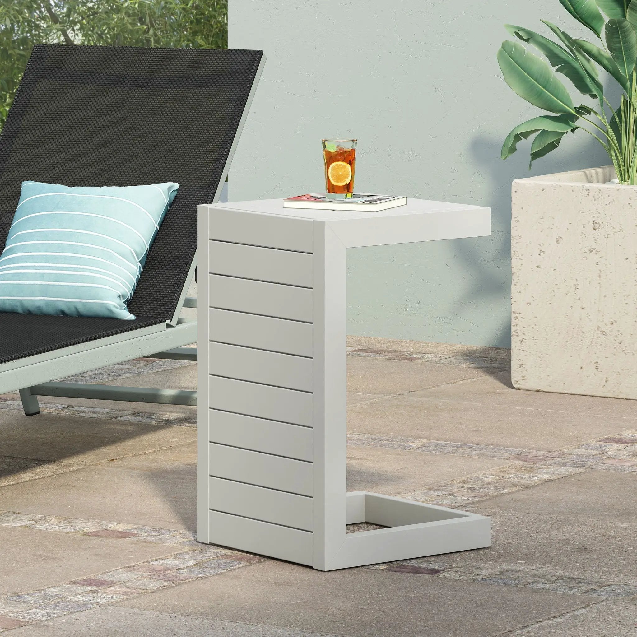 Aluminum Outdoor C-Shaped Side Table for Patio by HouseOfZazla