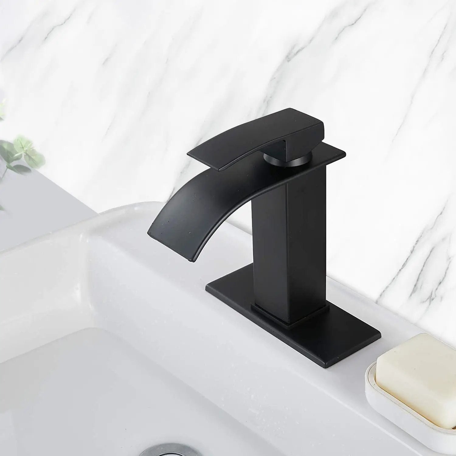 Waterfall Spout Bathroom Sink Single Handle Faucet with Pop-Up Drain by HouseOfZazla