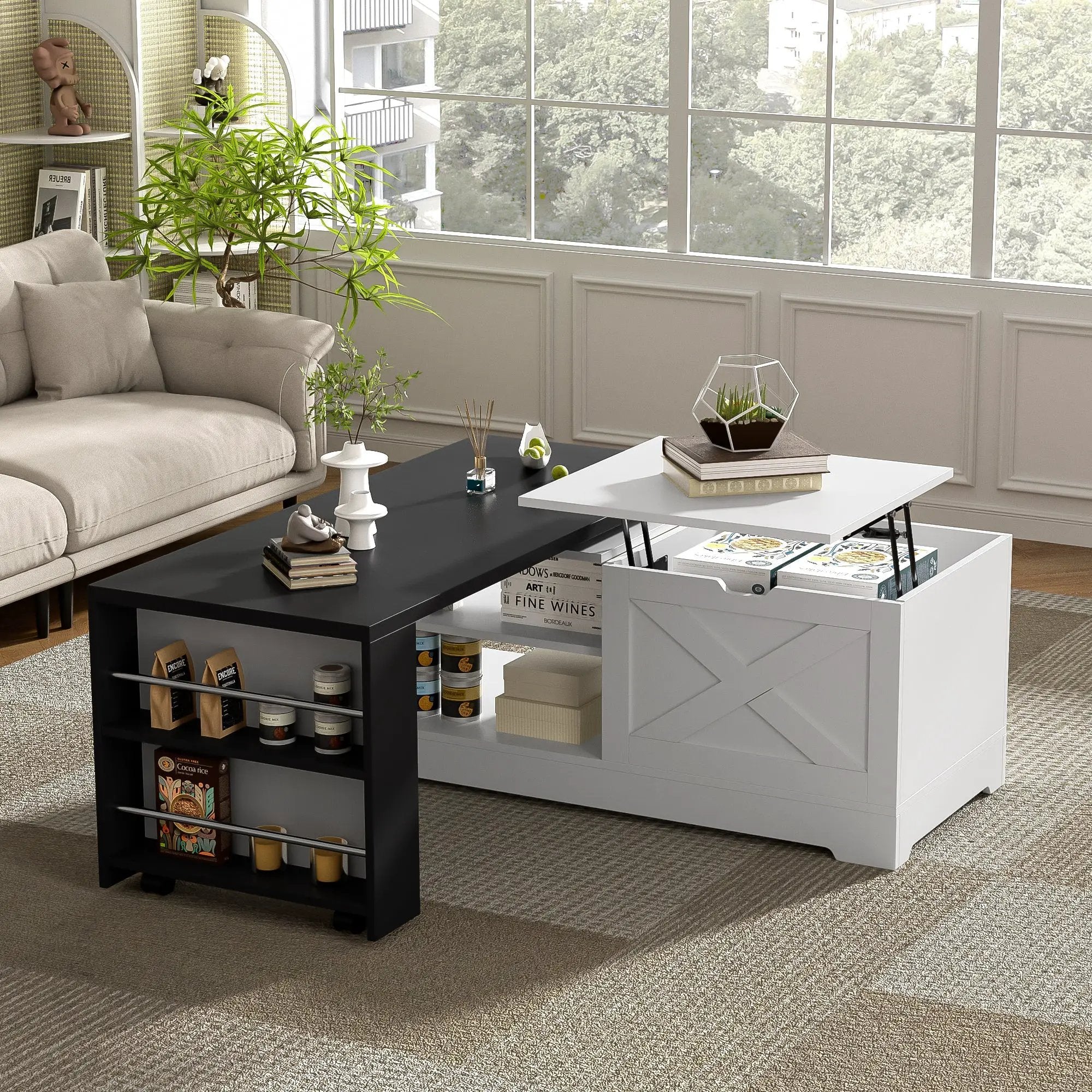 Farmhouse Lift Top Coffee Table With Barn Doors by HouseOfZazla