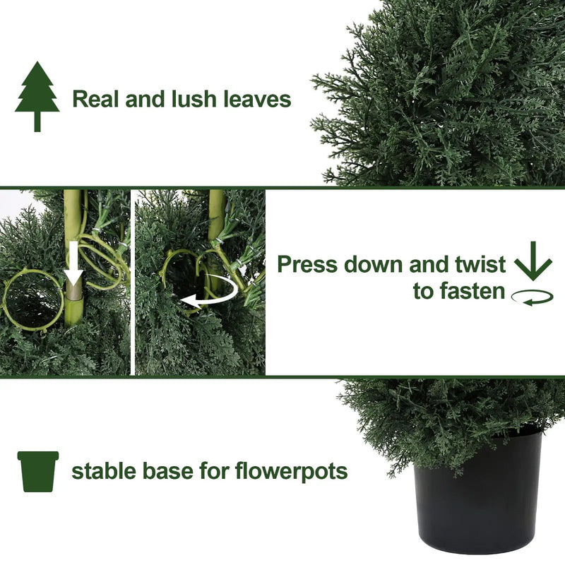 6ft Spiral-Shaped Potted Cedar Tree - 2pcs Artificial Evergreen Set by HouseOfZazla