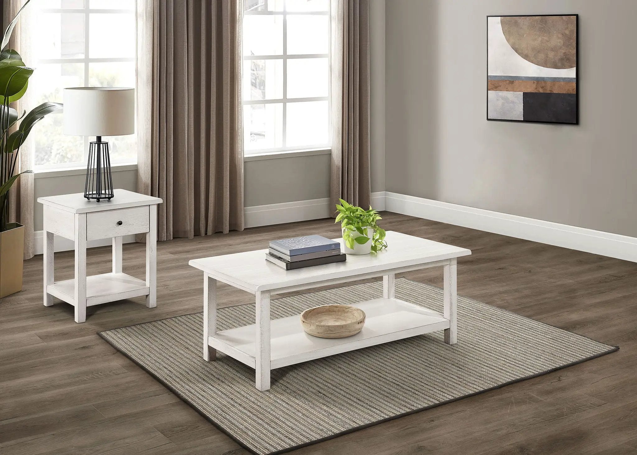 Payne 2-piece Coffee and 1-drawer End Table Set White by Unique Piece Furniture