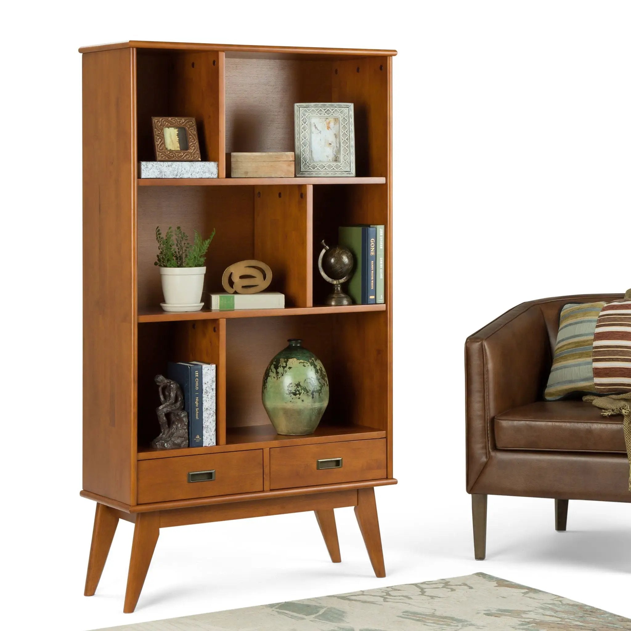 Draper - Mid Century Wide Bookcase And Storage Unit by HouseOfZazla