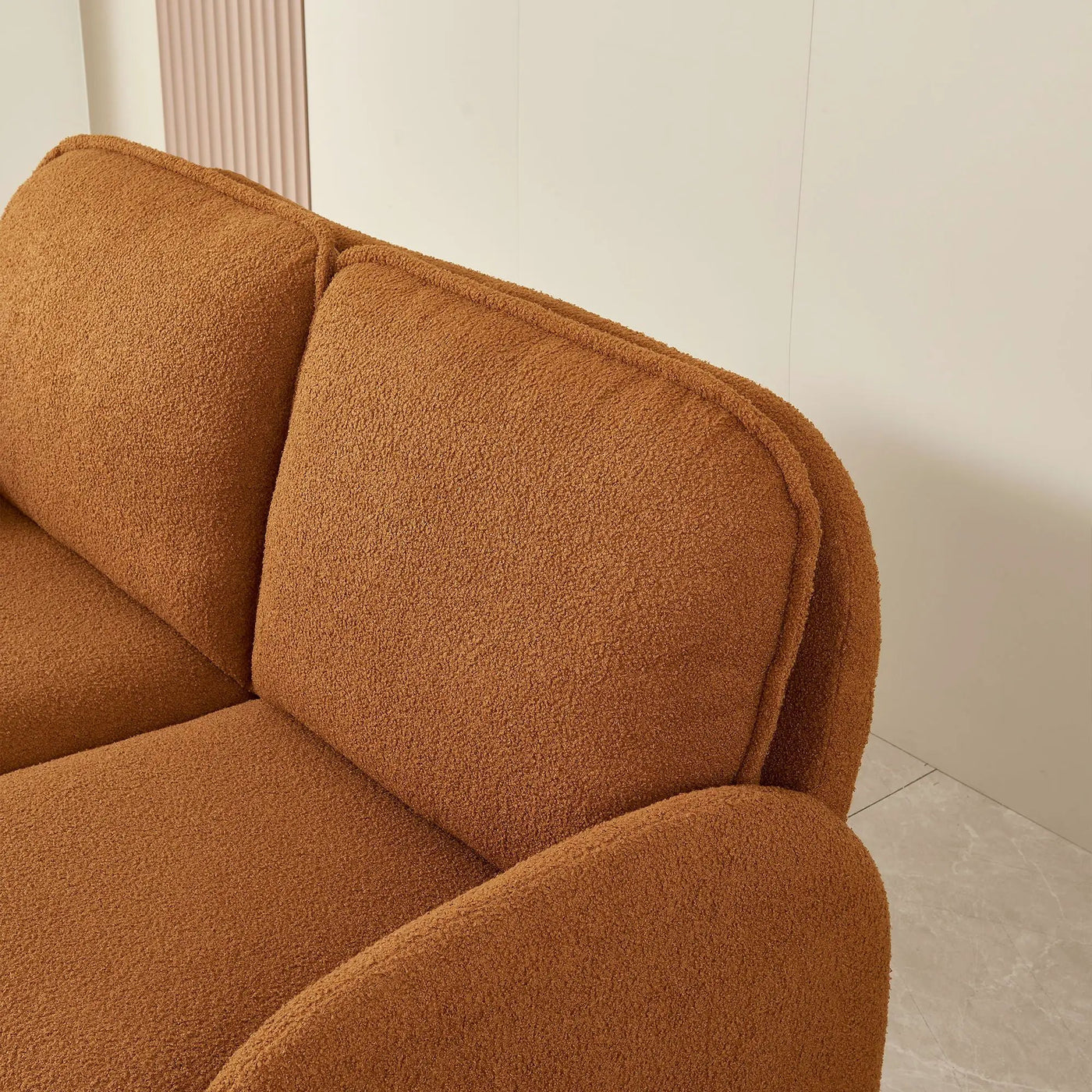 Loveseat Sofa Small Couch For Living Room, Sherpa Fabric Upholstered Loveseat Sofa Couch, Small Loveseat Sofa For Apartment, Bedroom by Unique Piece Furniture