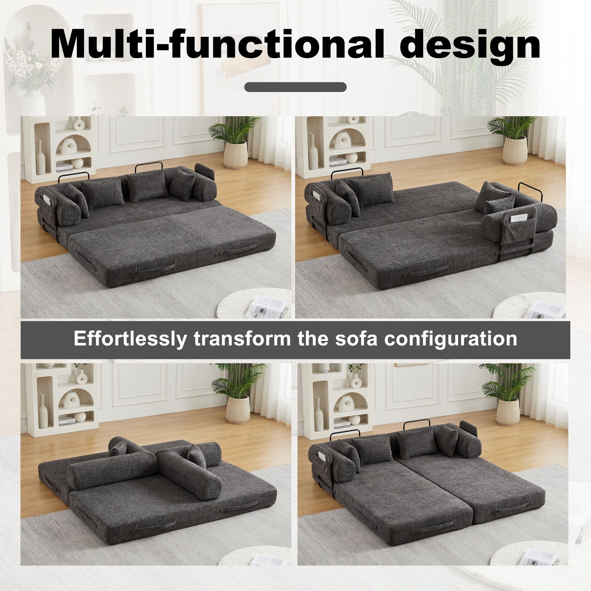 Convertible Sleeper Sofa Bed With Cylindrical Pillow by HouseOfZazla