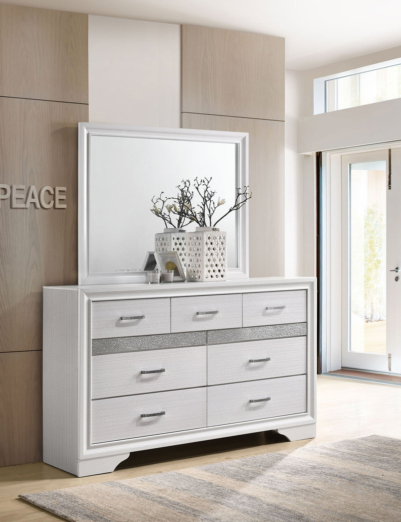 Miranda 7-drawer Dresser with Mirror White by Unique Piece Furniture