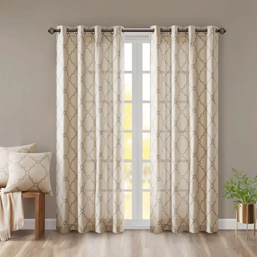 Fretwork Print Grommet Top Window Curtain Panel (One Panel) by HouseOfZazla