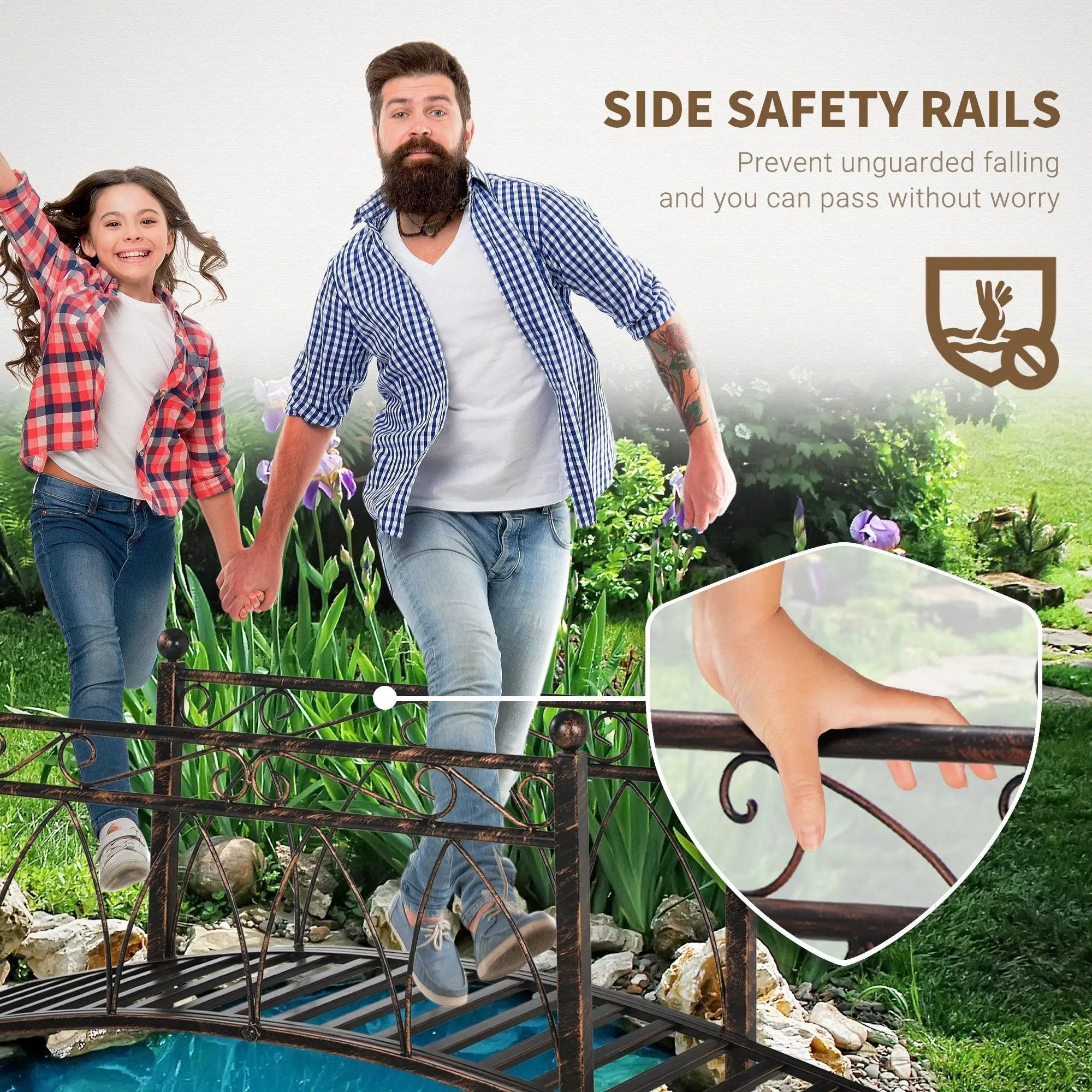Outsunny 3.3' Metal Arch Zen Garden Bridge with Safety Siderails by HouseOfZazla