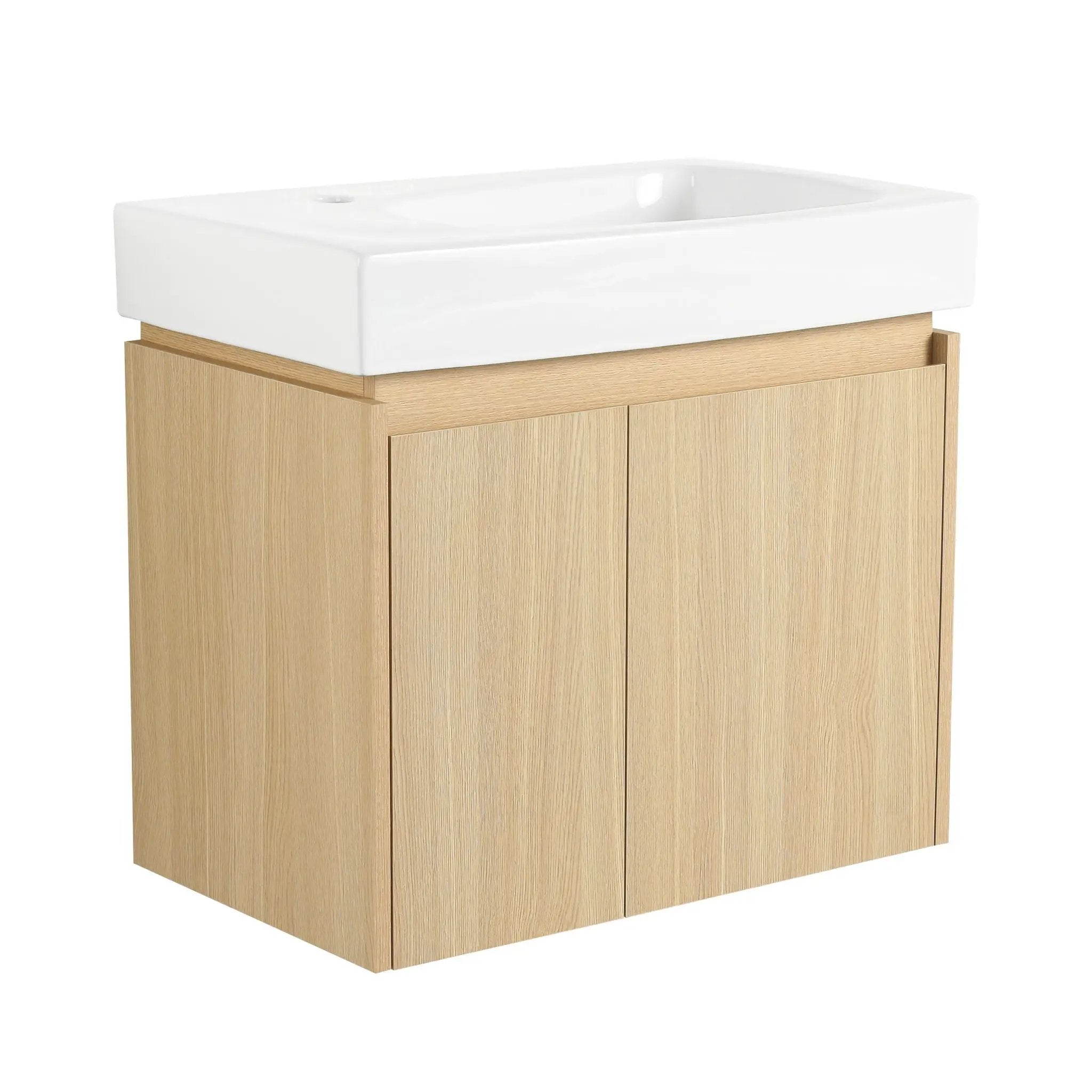 Modern Bathroom Vanity With Ceramic Basin, Wall Mounted Floating Sink Combo, Storage Cabinet by HouseOfZazla
