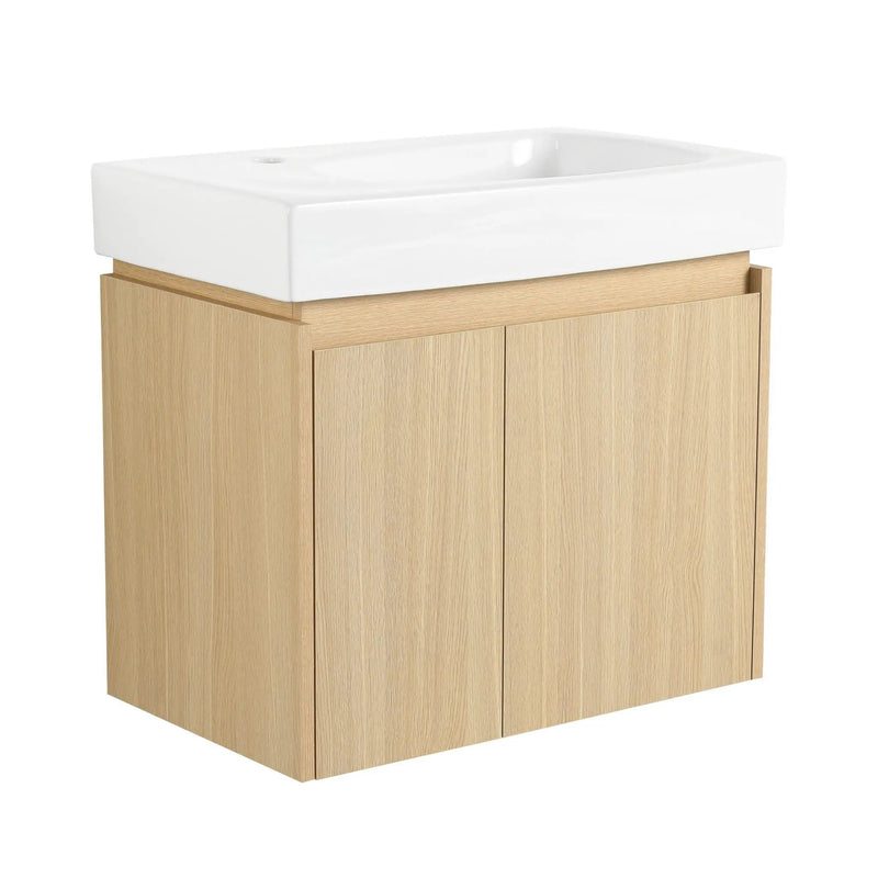 Modern Bathroom Vanity With Ceramic Basin, Wall Mounted Floating Sink Combo, Storage Cabinet by HouseOfZazla