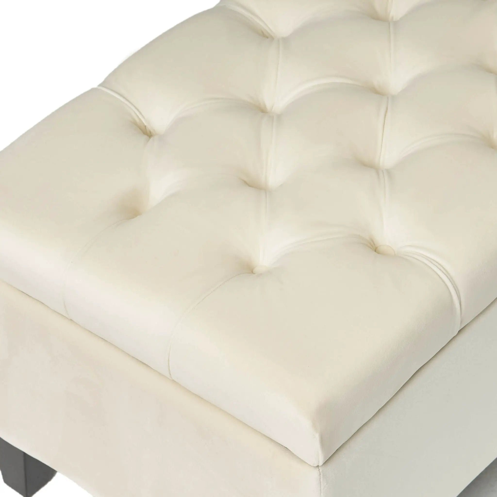 Button Tufted Diamond Stitch Storage Ottoman - Beige by HouseOfZazla