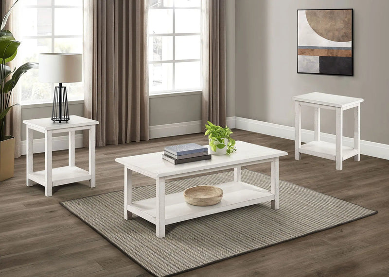 Payne 3-piece Coffee and End Table Set Distressed White by Unique Piece Furniture