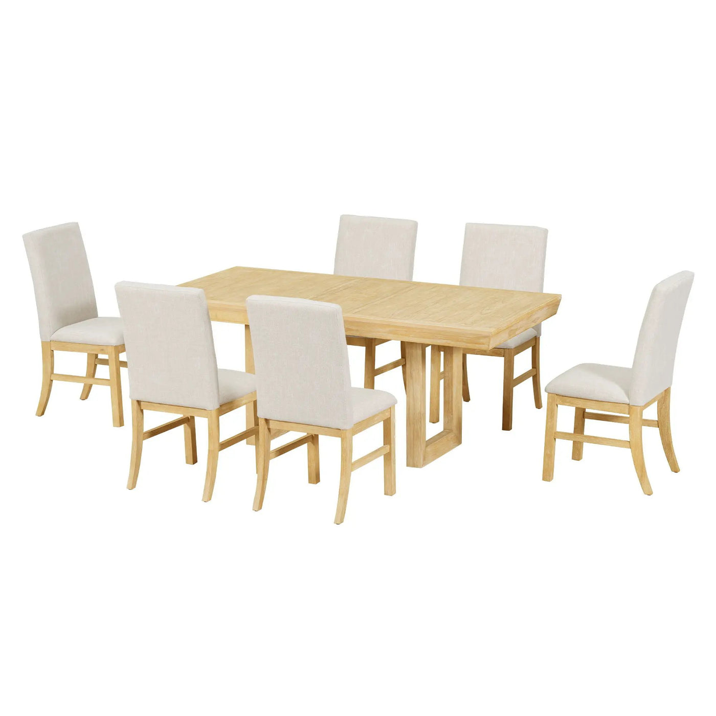 Topmax - 7 Piece Traditional Extendable Dining Table Set With Butterfly Leaf And 6 Upholstered Dining Table Set by HouseOfZazla