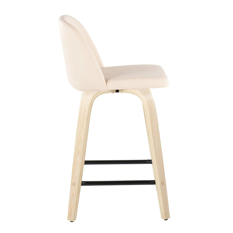 Toriano - Contemporary Modern Design Fixed Height Counter Stool With Swivel With Square Footrest (Set of 2) by HouseOfZazla