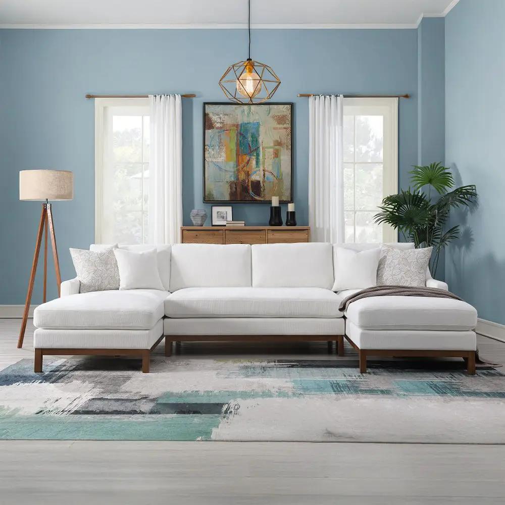 Valiant - Sectional Sofa With 4 Pillows - Ivory Chenille by Unique Piece Furniture
