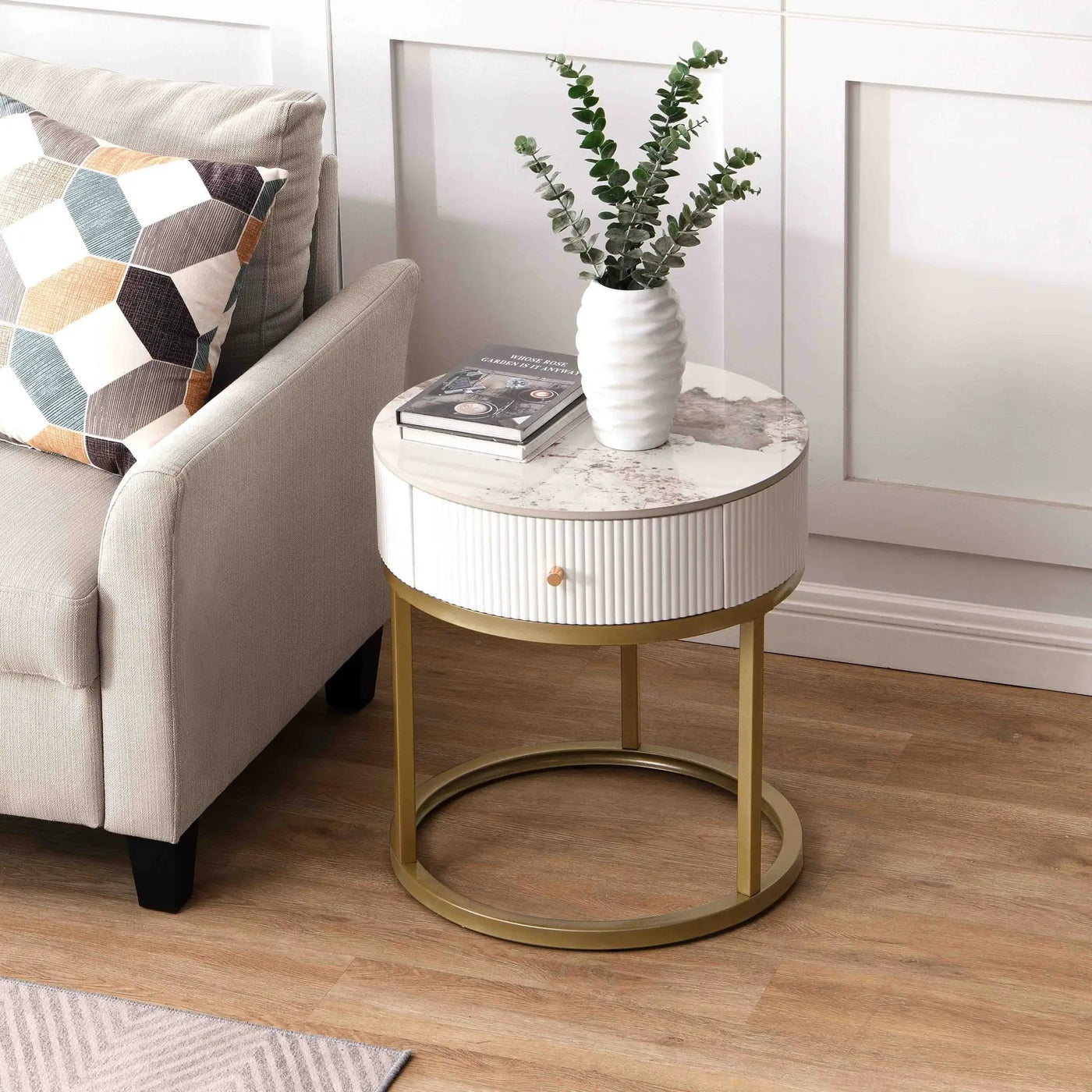Modern Round Table With Drawers by Unique Piece Furniture