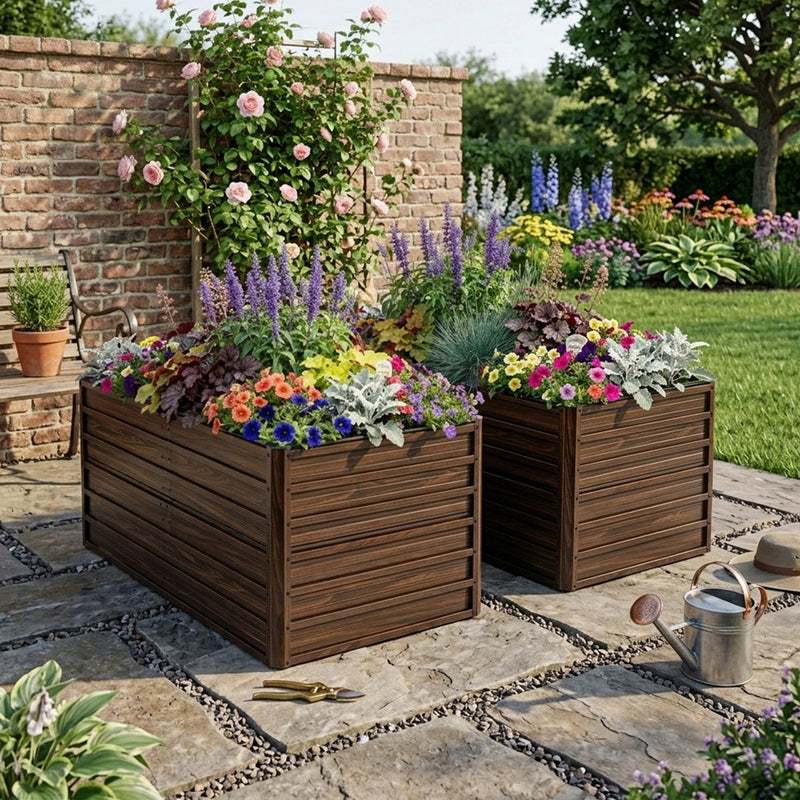 2-Pack 74.6"x35.4"x25" Raised Garden Bed Kit, Metal Elevated Planter Box by HouseOfZazla
