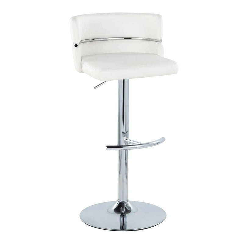 Cinch - Contemporary Adjustable Barstool With Swivel With Rounded T Footrest (Set of 2) - Chrome / White by HouseOfZazla